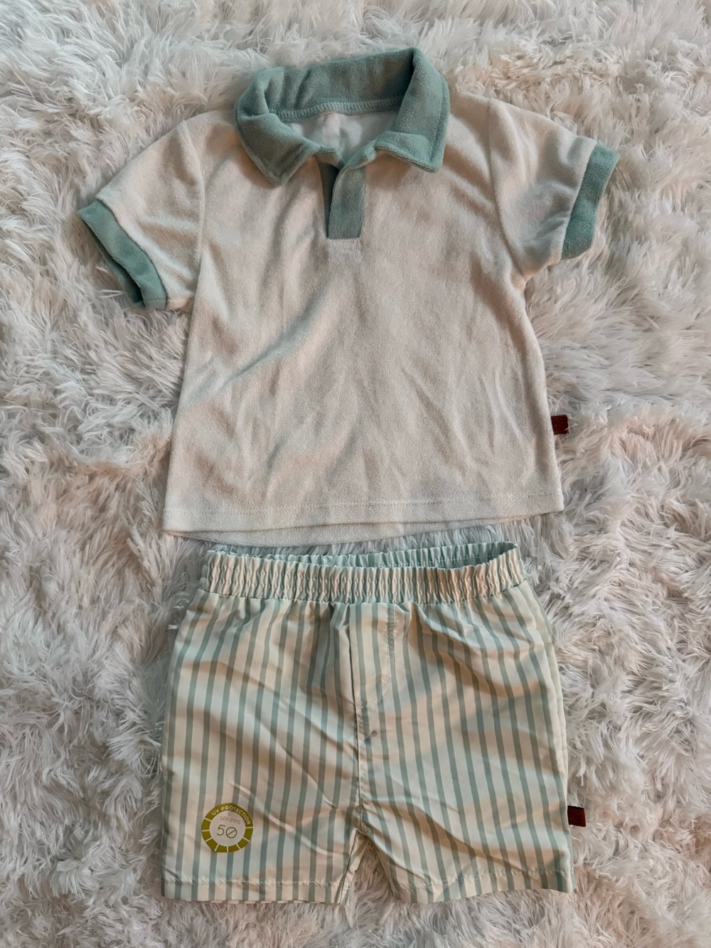 Swimsuit Set-board Shorts, Terry Cloth Top & SPF50 Shorts